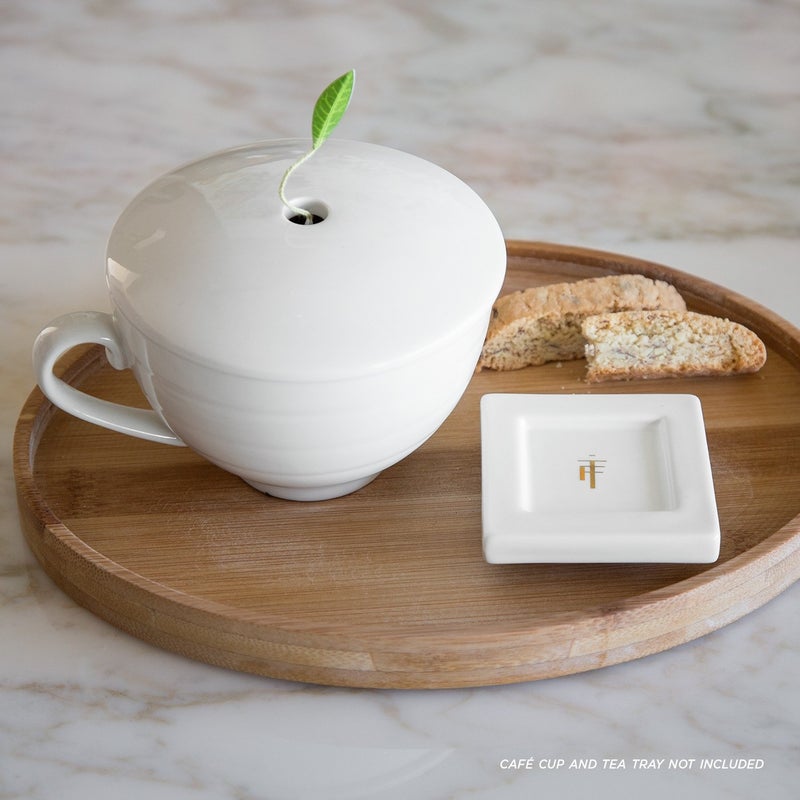 Tea Forte Natural Bamboo Small Oval Decorative Serving Tray for Tea, Coffee, Snacks, 9 in x 7 in - Image 2